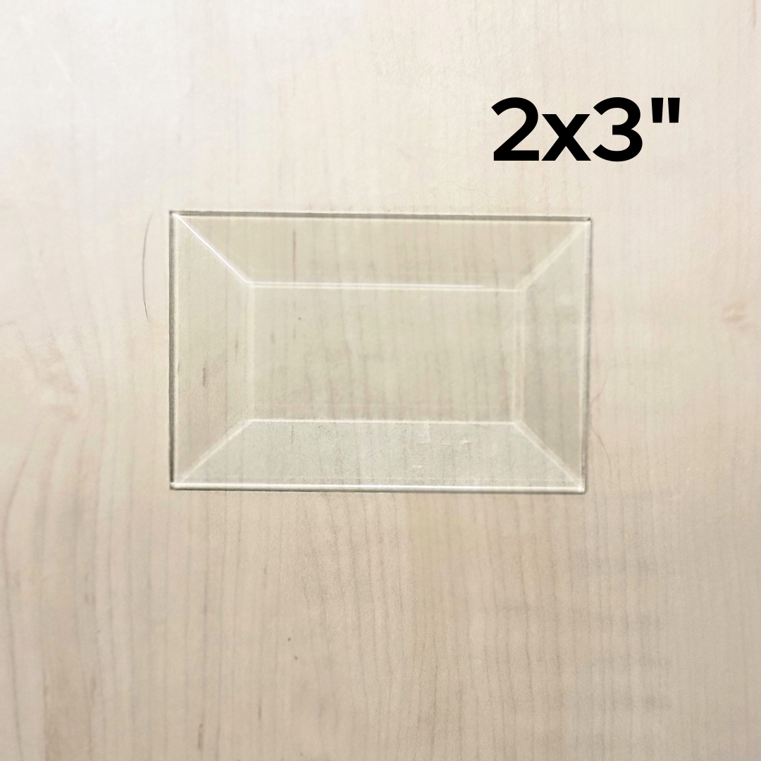 2"x3" Clear Bevel Rectangle (2 inch x 3 inch) | 10 or 30 Pack